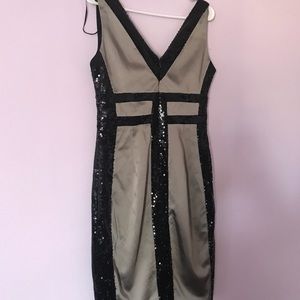 Silver and black sequence party dress